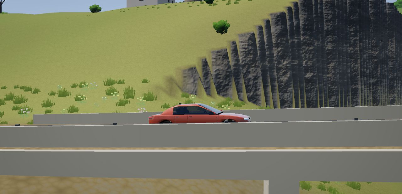 A car on a mountain road