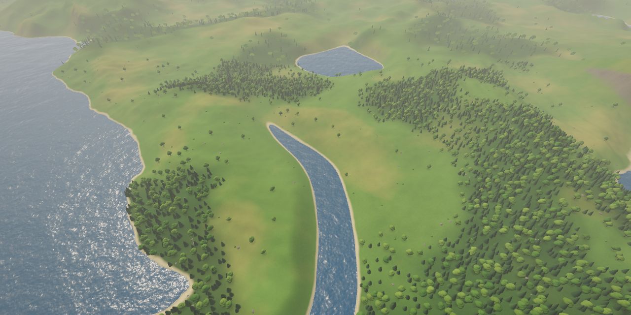 A river through hills